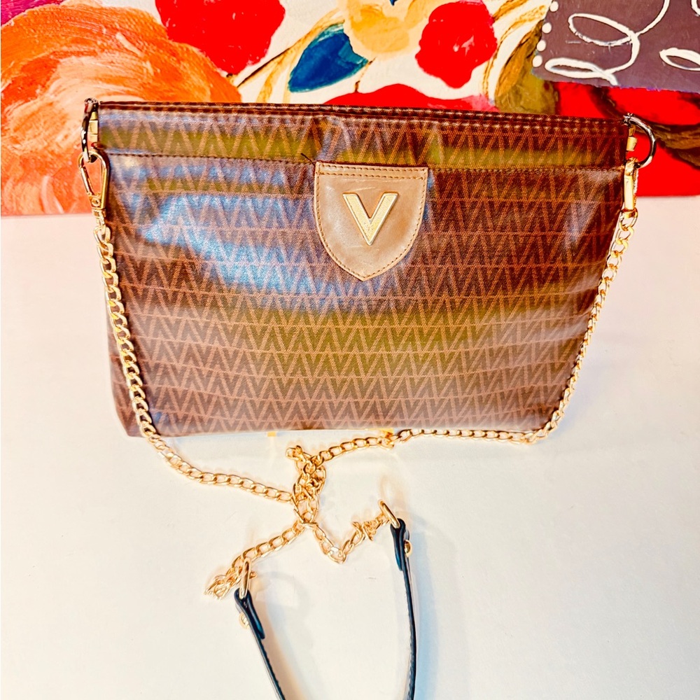 Valentino Gravani NO RUDOLPH is Gravani Gravani Brown V-Pattern Toiletry Bag